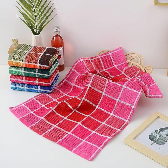Bright Large Kitchen Towels, 16 Inch x 26 Inch Buffalo Check Dish Towels
