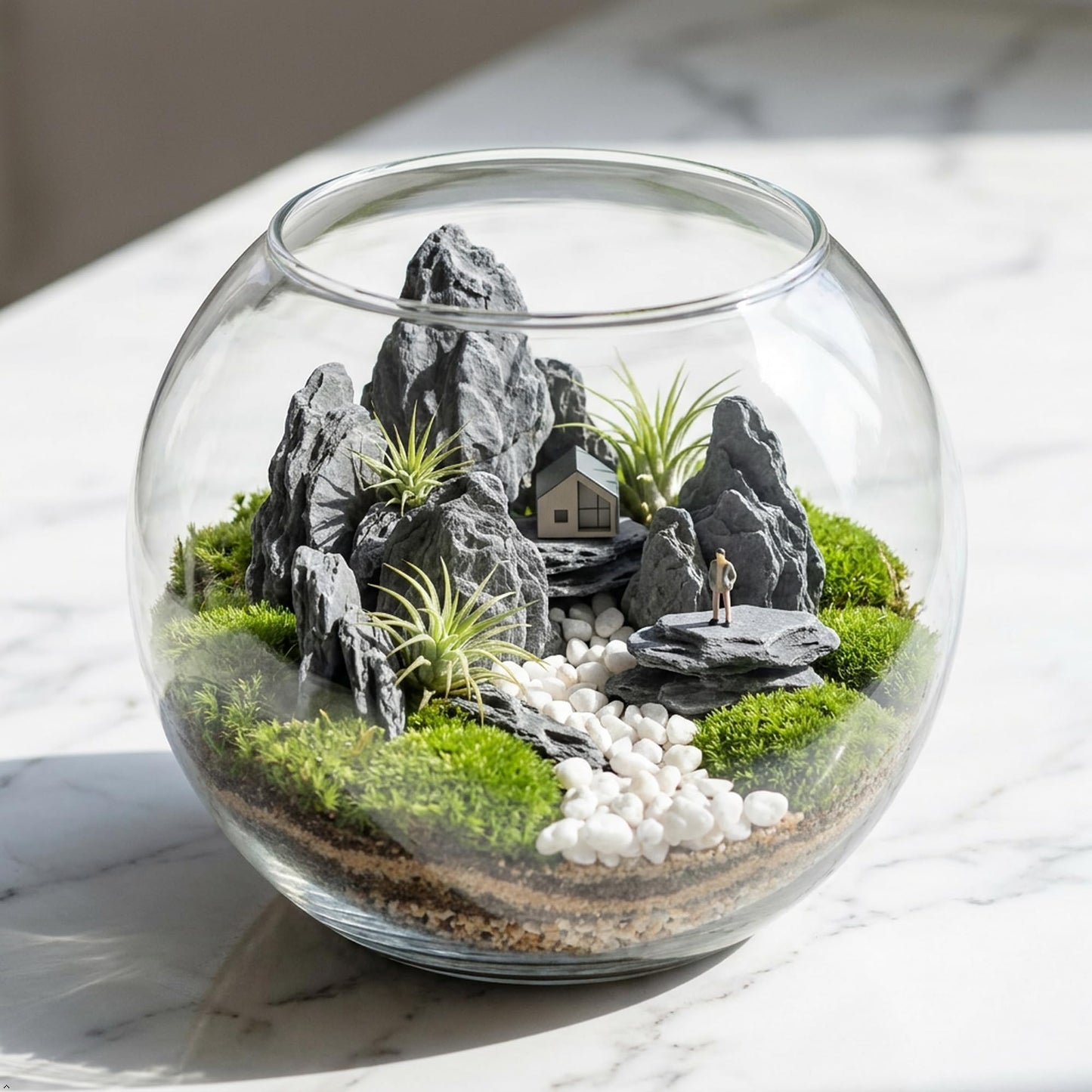 Kai Dream Miniature Stones for Terrarium - Tree Bark Diorama Rocks for Miniature Terrain Display - Lightweight Reptile Habitat Decor - NOT for Aquarium Underwater Use - 24Pcs Slate Stone (1-2 inch)“