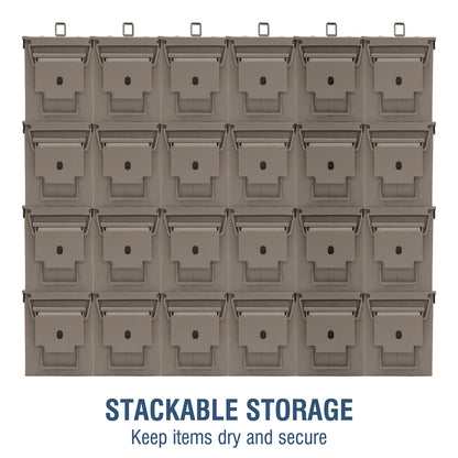 HOMESTEAD 50 Cal Metal Ammo Can – 6-Pack M2A1 Military Grade Ammo Storage Box, Airtight & Water-Resistant Ammo Containers for Long-Term Storage, Desert Tan Color