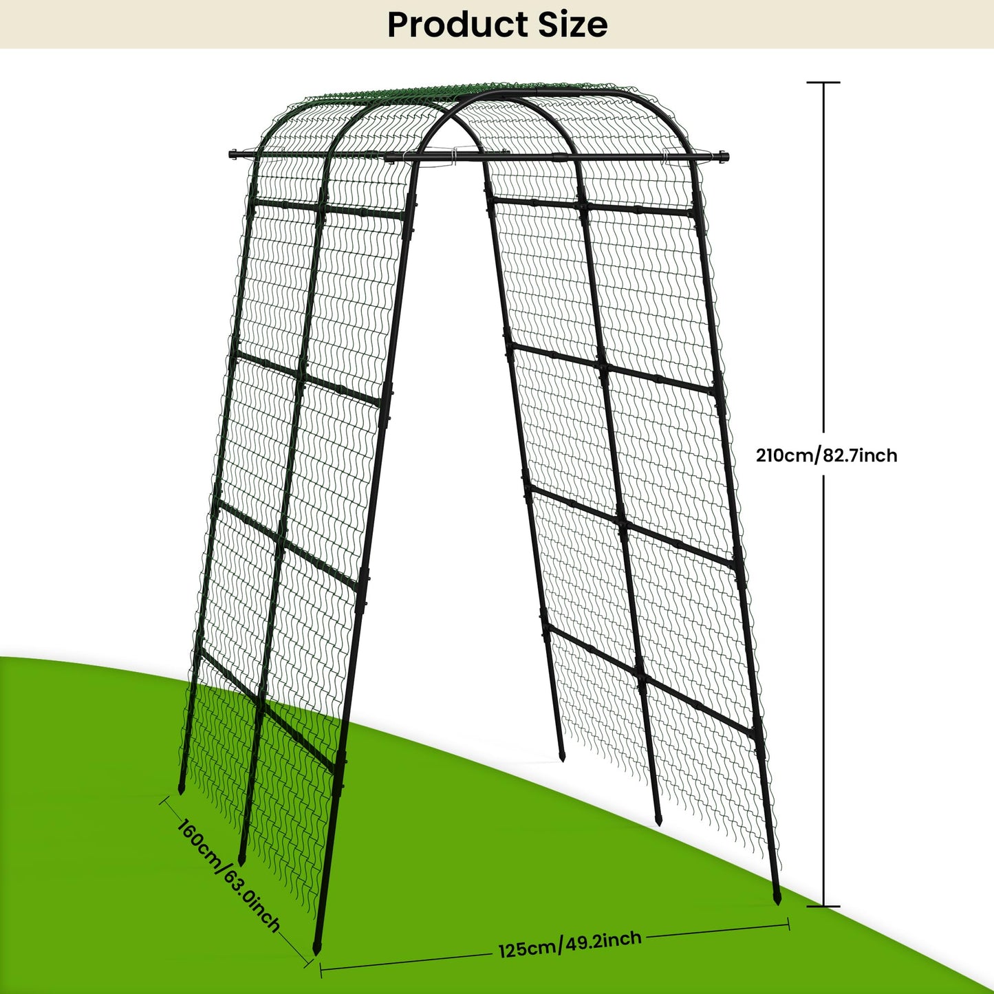 7Ft Adjustable Garden Arch Trellis for Climbing Plants Outdoor, Heavy Duty Rustproof Stainless Steel Cucumber Trellis for Raised Beds, Tall Metal Plant Support for Tomato, Squash, Beans, Flowers