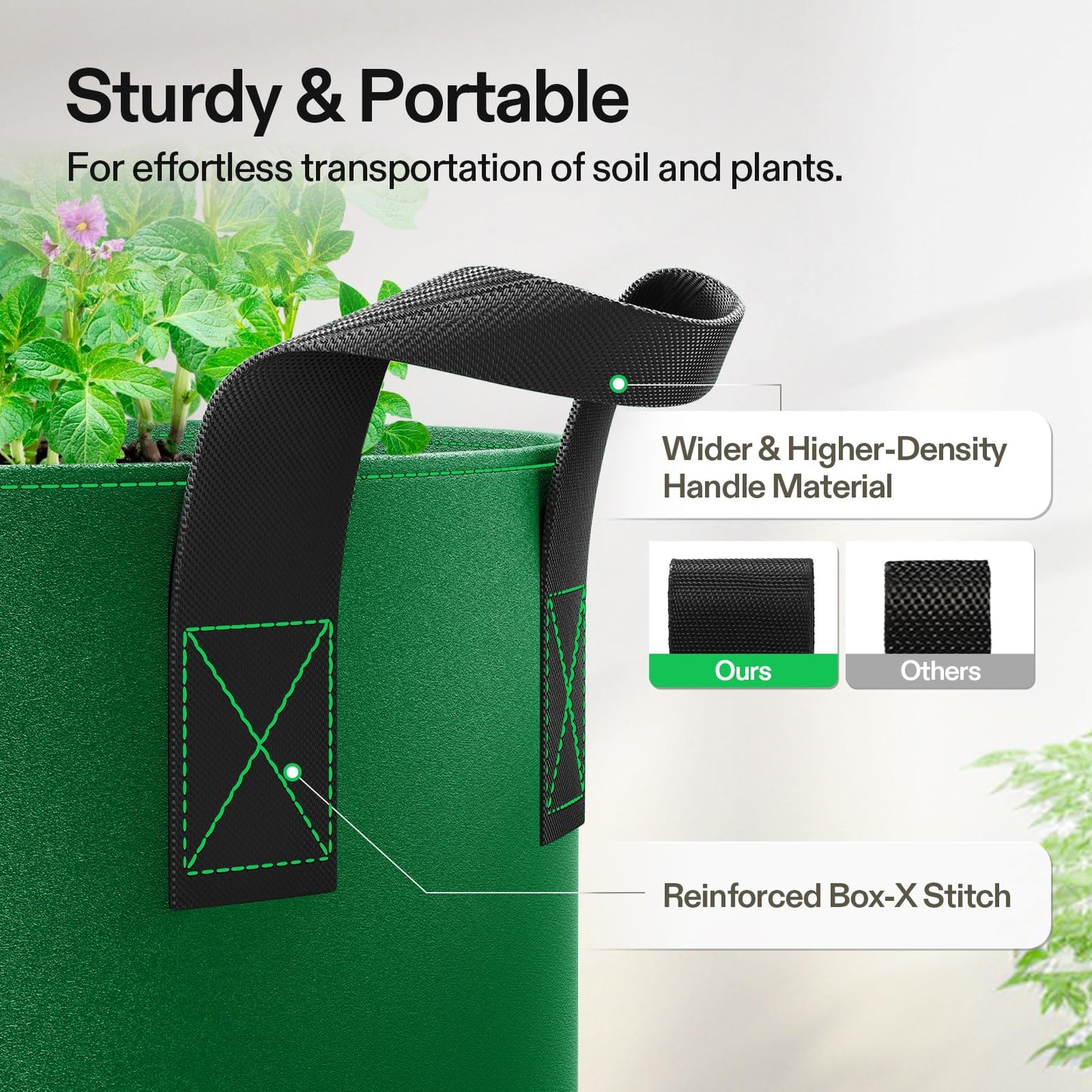 VIVOSUN 5-Pack 7-Gallon Colored Grow Bags, 350G Thick nonwoven Fabric Pots with Handles for Flowers, Fruits and Vegetables