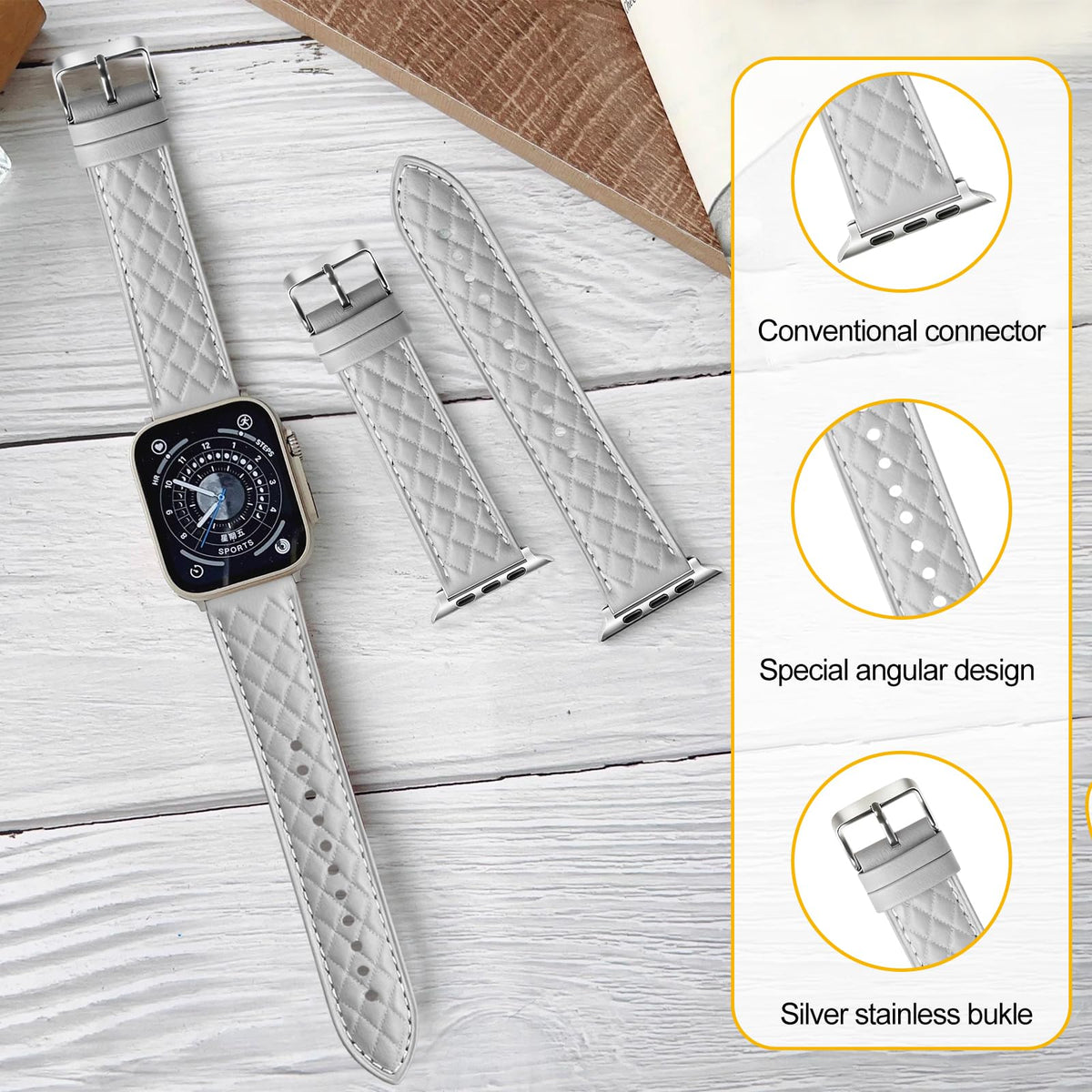 Women Genuine Lether Watch Band for Apple Watch, Dressy Soft Leather Watch Strap for Small Wrist, Compatible with Apple Watch Series 11 10 9 8 7 6 SE Ultra 3 2 1 38mm 40mm 41mm 42mm 44mm 45mm 46mm 49mm