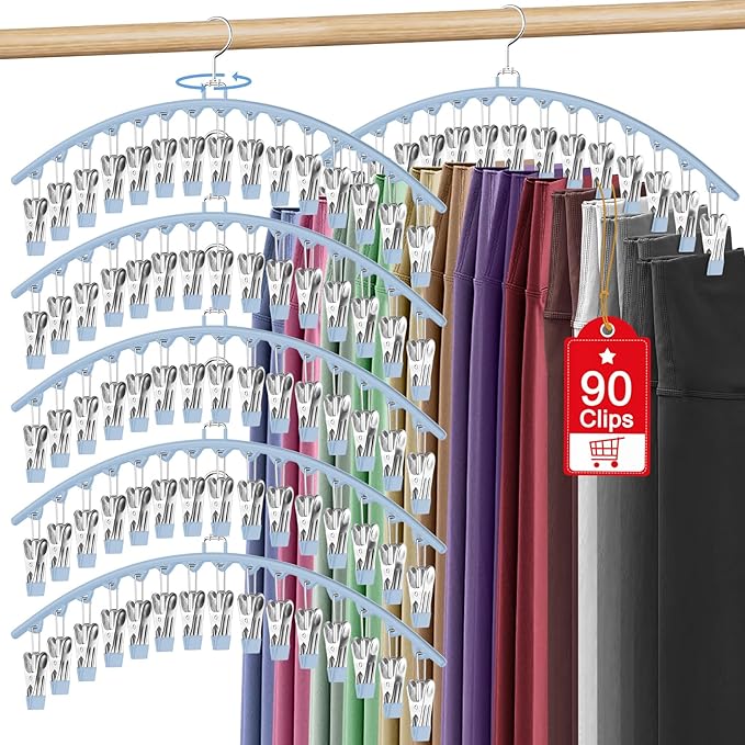 6 Pack Legging Organizer for Closet Hanging, Pants Hangers
