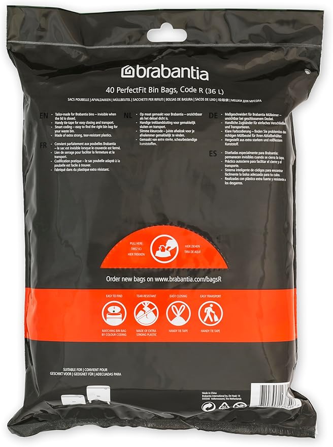 Brabantia PerfectFit Trash Bags Thick Plastic Trash Can Liners