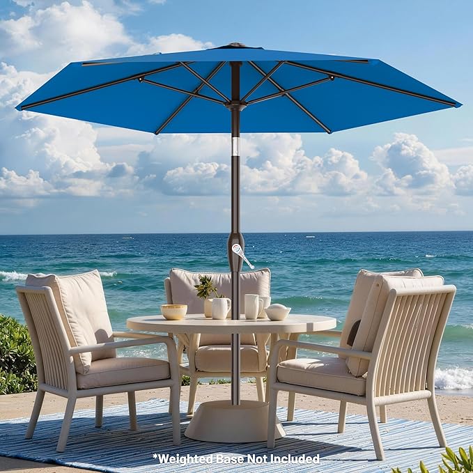AreShark 7.5FT Patio Umbrella Table Market Umbrella with 6 Sturdy Ribs, Button Tilt/Crank Heavy-Duty Round Outdoor Umbrellas for Garden, Deck, Backyard,and Pool, Royal Blue
