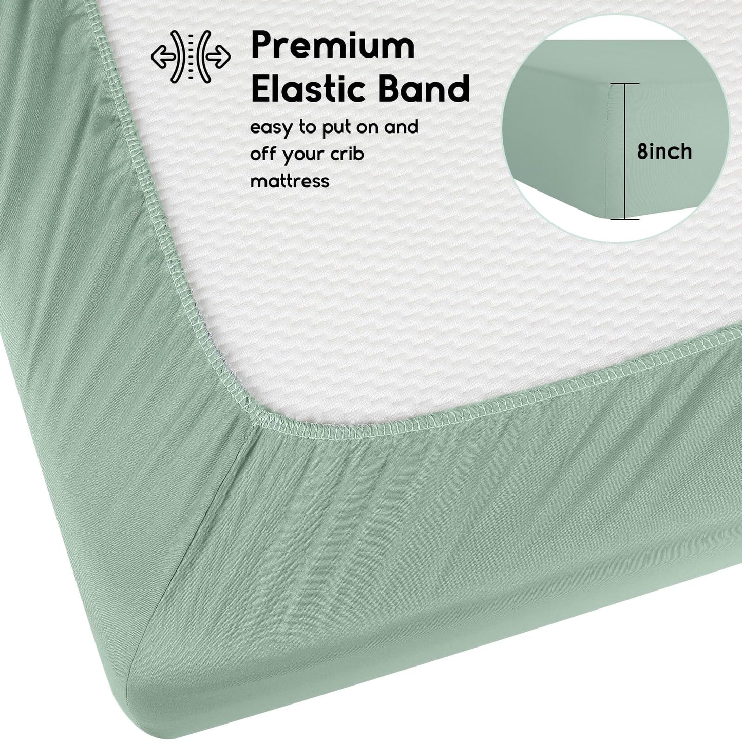 Yoofoss Cozy & Breathable Travel Cot Mattress Sheets - 95 x 65cm Fitted Sheet 2 Pack Green Giraffes