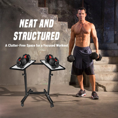 Adjustable Dumbbell Weight Rack Stand With Wheels – Heavy Duty Weight Rack For Dumb Bells For Adjustable Dumbbell Set – 4 Height Level, Home Gym Stand For Training