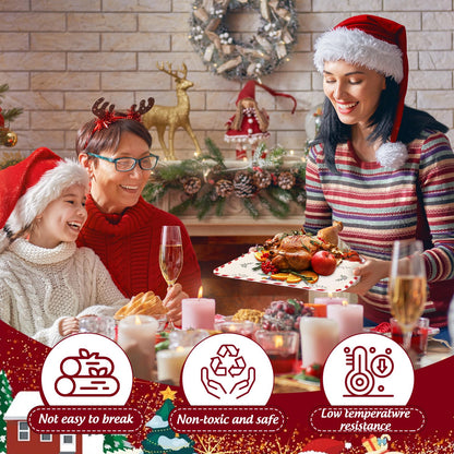 Whaline 3 Pcs Christmas Serving Trays Xmas Tree Plastic Serving Platters Dishes for Holiday Party Breakfast Lunch Dinner Food Snack Supplies, 10 x 13 Inch