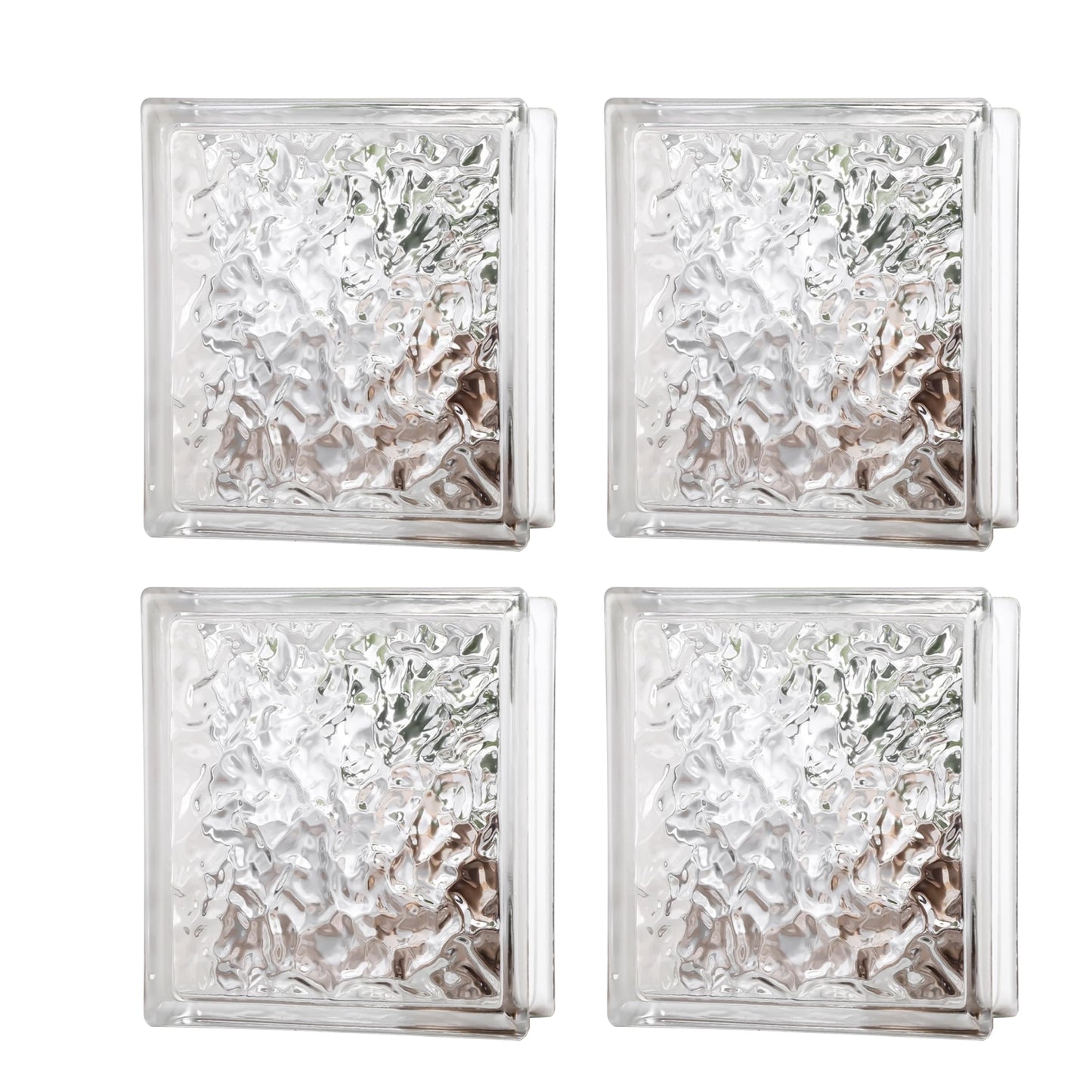 4 Pack-7.48"x7.48"x3.54" High Transparency ice Crystal Patterned Square Hollow Glass Brick - Used in Building Fields Such as Restaurant partitions,bathrooms,as Well as for DIY Lighting fixtures etc