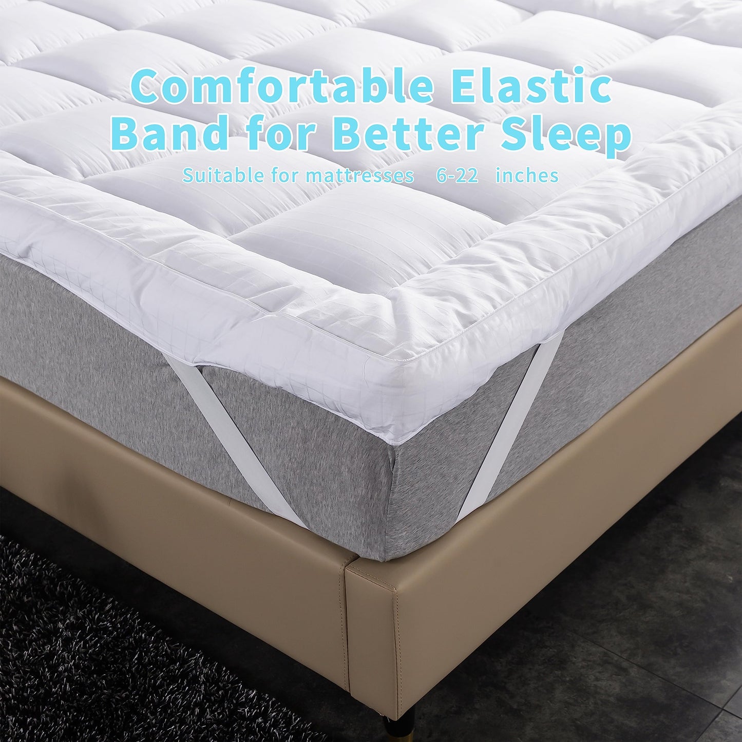 Extra Thick Mattress Topper Full Bed Size.Breathable Cooling Mattress Pad Cover.100% Cotton Pillow Top Quilted Mattress Protect Bed Mattress Topper.1400GSM Soft Down Alternative Fill (54 * 75'')
