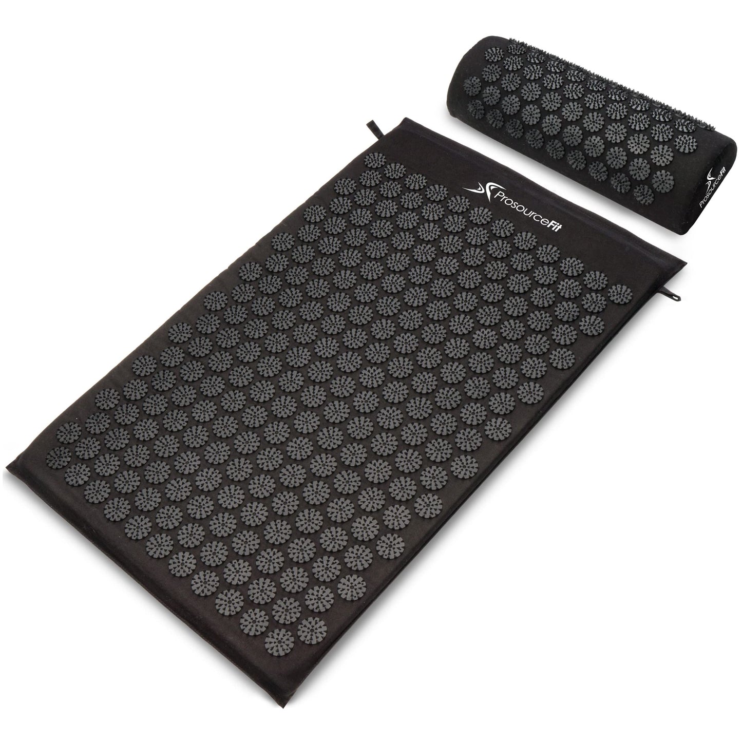 ProsourceFit Acupressure Mat and Pillow Set for Back/Neck Pain Relief and Muscle Relaxation, Large - Black/Black