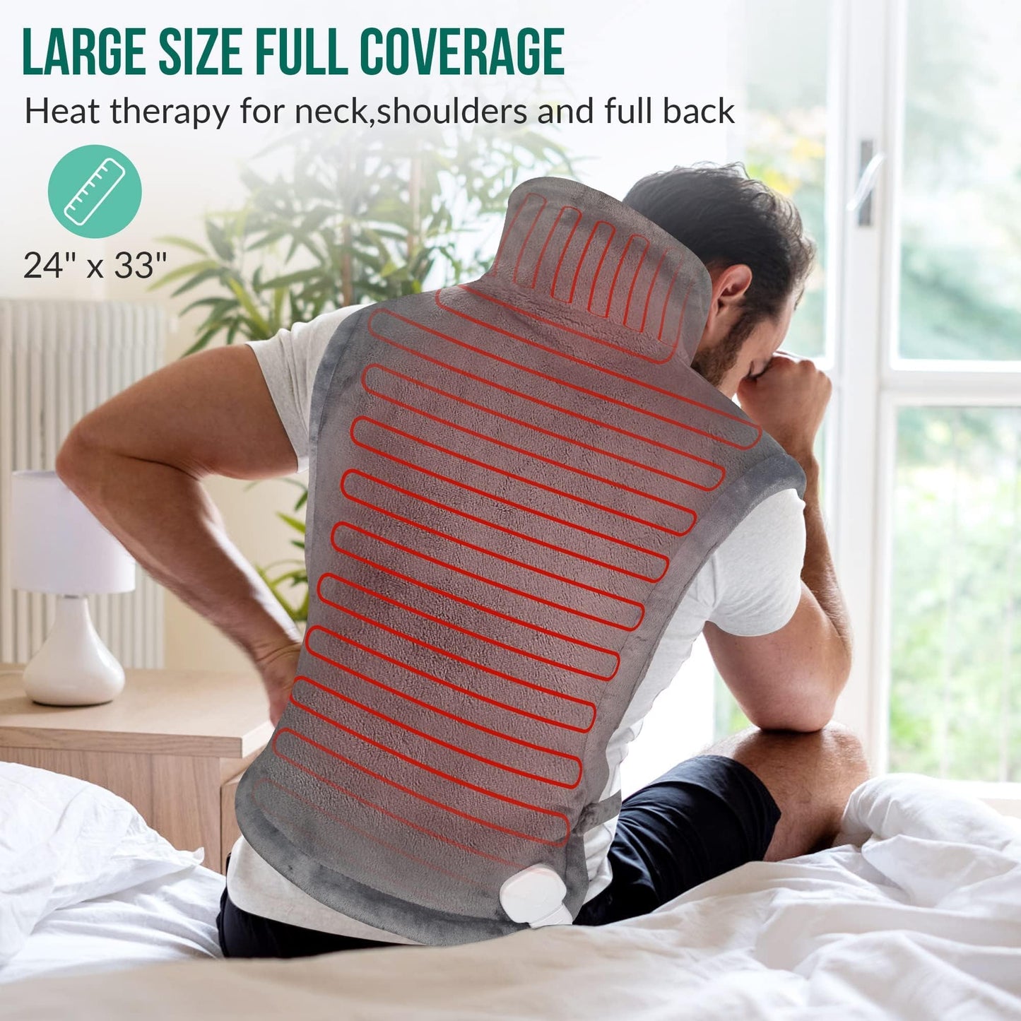 Snailax Heating Pad for Back Pain Relief, Christmas Gifts, Large Heating Pad for Neck Shoulder Back, Neck Warmer Weighted Wearable Back Heated Pad, Auto Shut Off, (Grey)