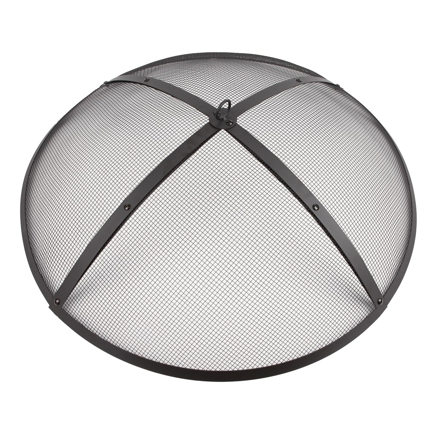 WeCooper 40Inch Round Fire Pit Spark Screen Cover,Outdoor Patio Mesh FirePit Screens,Heavy Duty Steel Domed Fire Pit Ember Guard with Handle