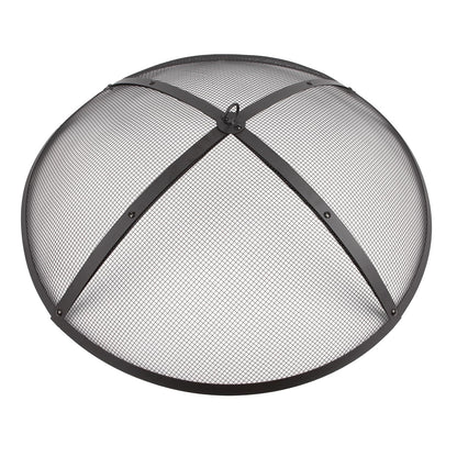 WeCooper 40Inch Round Fire Pit Spark Screen Cover,Outdoor Patio Mesh FirePit Screens,Heavy Duty Steel Domed Fire Pit Ember Guard with Handle