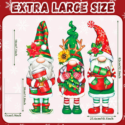 Umigy 3 Pcs Christmas Yard Sign Outdoor Gnome Signs With Stakes 32 x 10'' Santa Decorations Xmas Pathway Walkway Decor Eve Party Favors for Lawn Garden Patio