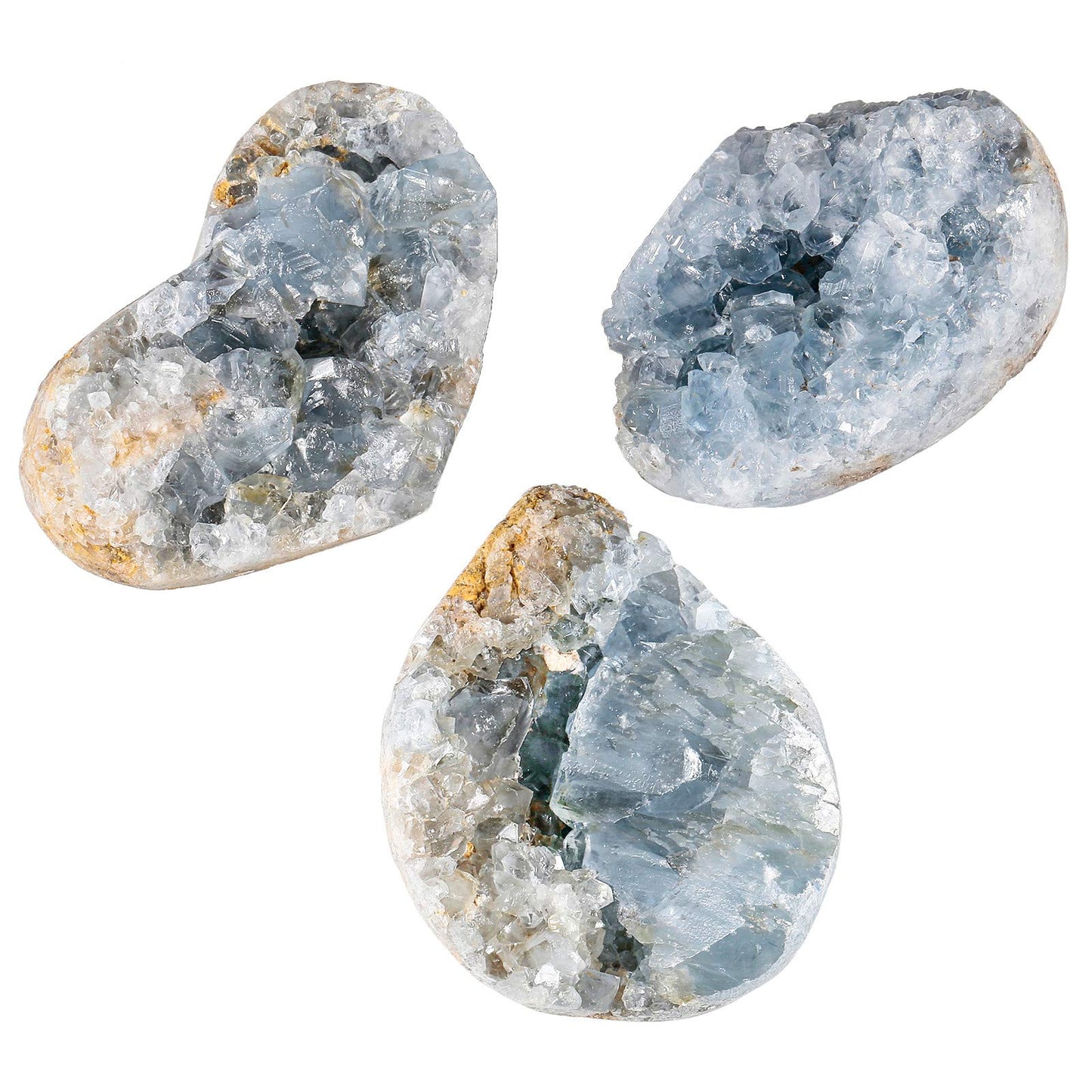 Rockcloud Natural Raw Blue Celestite Mineral Healing Crystal Cluster Geode Irregular Home Decoration Gemstone Specimen, 0.48-0.66 lb