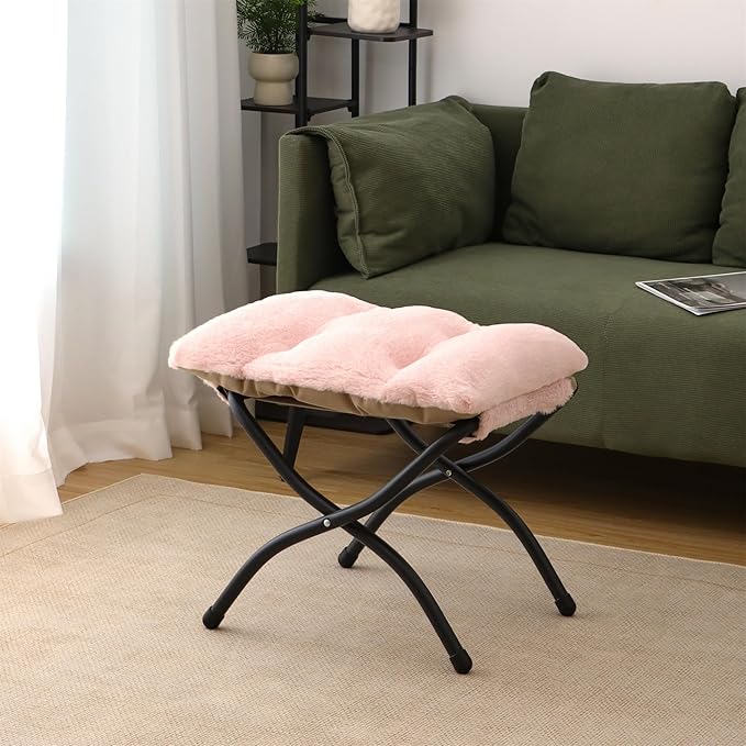 15" Folding Ottoman, Foldable Footrest Stool, Portable Small Foot Stool