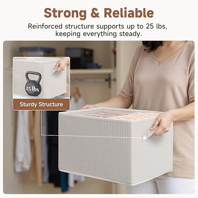 StorageWorks Foldable Shelf Organizer Bins, Closet Storage Baskets