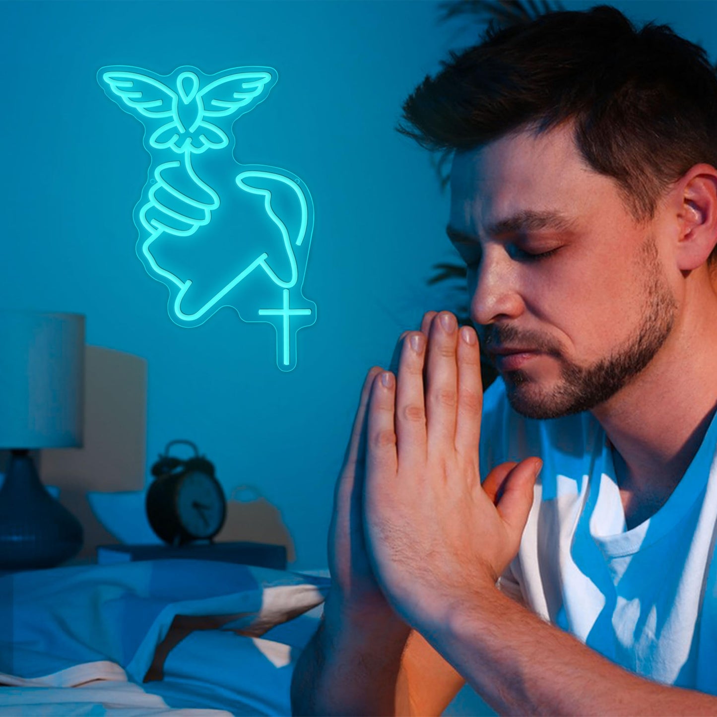 Peace Dove Neon Sign LED Christian Jesus Light Up Sign Cross Neon Light for Wall Decor Prayer Room Art Religious Home Easter Decorations