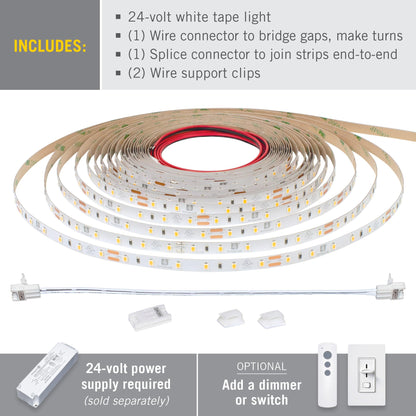 Armacost Lighting RibbonFlex Pro 24V White LED Strip Lights 60 LED/m, 6500K, 32.8 ft 185251