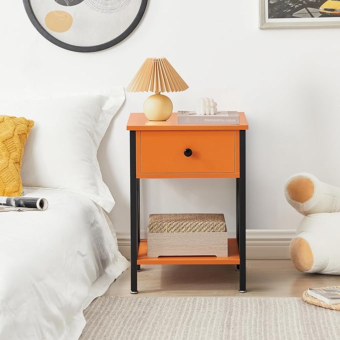 VECELO Nightstands Set of 2, Modern Bedside End Tables, Night Stands
