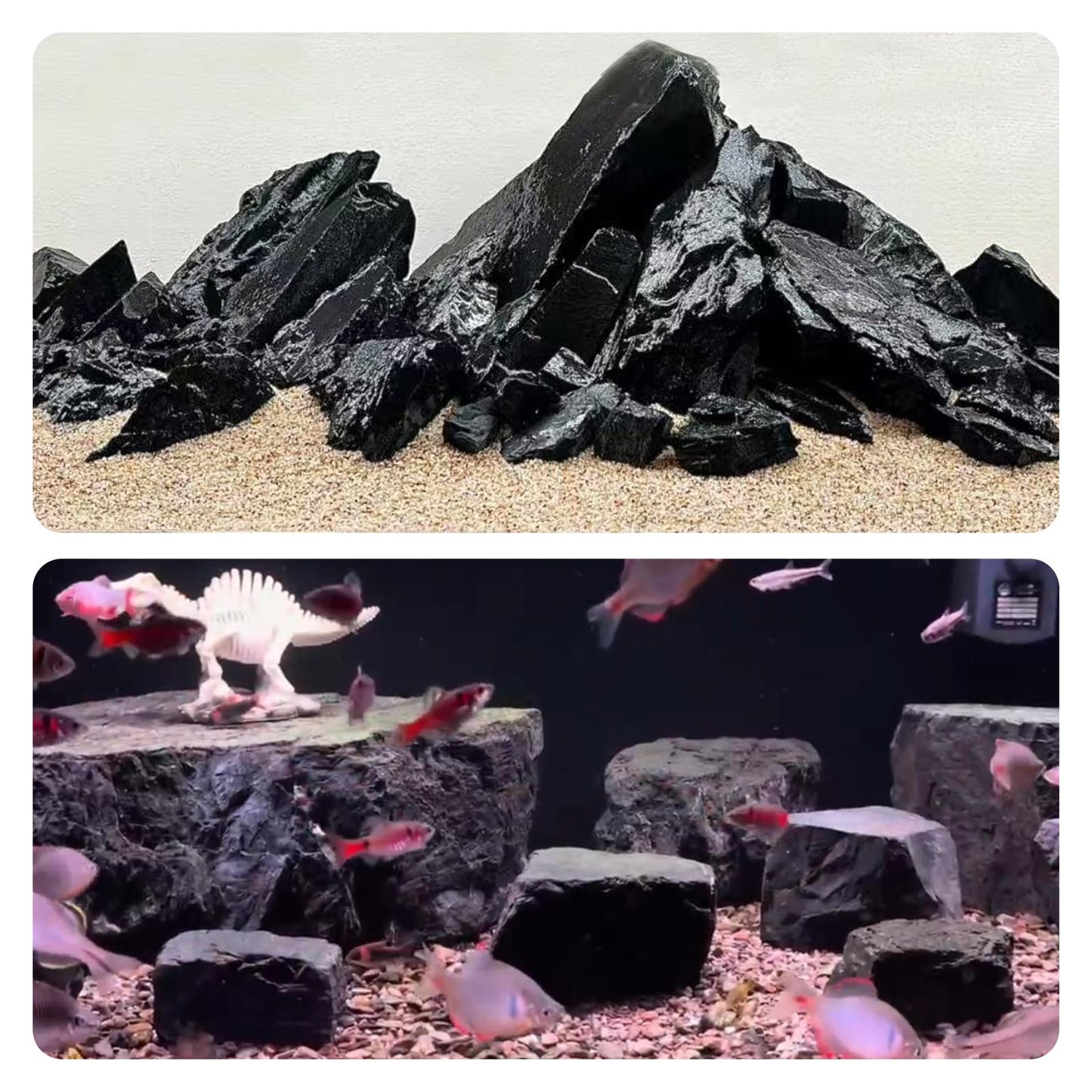 Unocho Aquarium Stone Fish Tank Rocks 5lb Natural Rocks for Aquariums Aquascaping Landscaping Model Tank Decoration Vivariums Paludarium Miniature and Fairy Garden(3"-6"-4pcs)