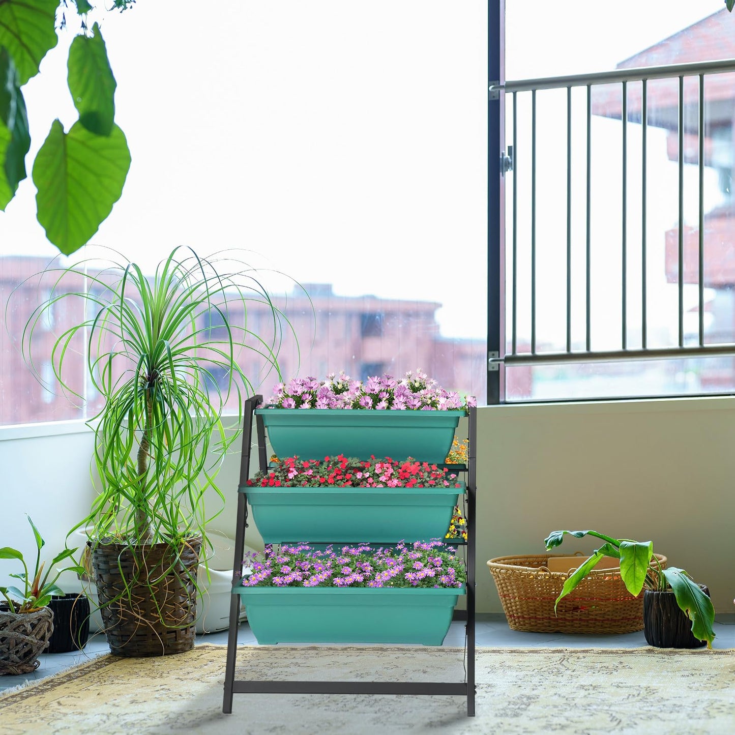 BLZIYUFZK Vertical Raised Garden Bed for Herbs, Flowers, or Vegetables in Patio Balcony Indoor OutdoorRaised，Garden Planter Bed, Tiered Planter Stand with 5 Boxes