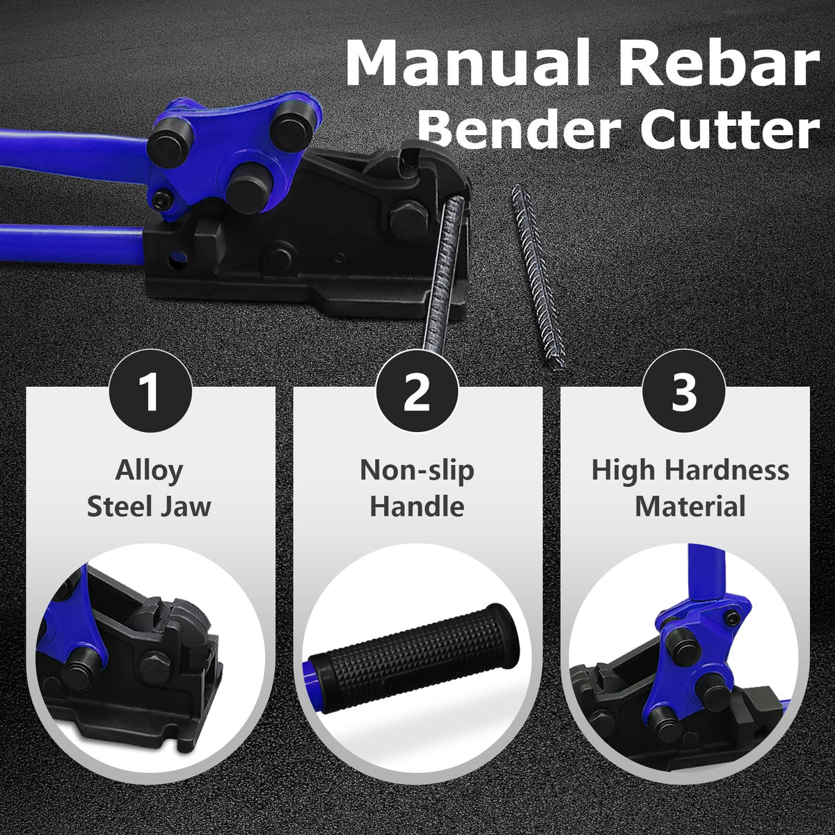 LOSCHEN Manual Rebar Cutter and Bender,for Construction Site and Home-use,Removable Rebar Shears, Rebar Bending Machine, Bending and Cutting Rebar up to 5/8 Inch (Blue)