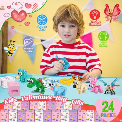 Ciesa Christmas Party Favors for Kids, 24 Packs Animal Insect Building Blocks Goodie Bag Stuffers Classroom Prizes, Birthday Party Favors Stocking Stuffers Christmas Valentines Day Gifts for Kids