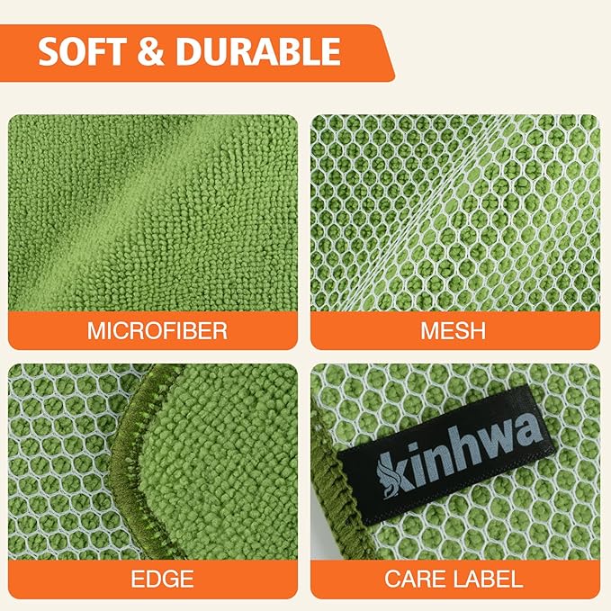 KinHwa Kitchen Washcloths for Dishes Absorbent Microfiber Dish Cloths Quick Dry