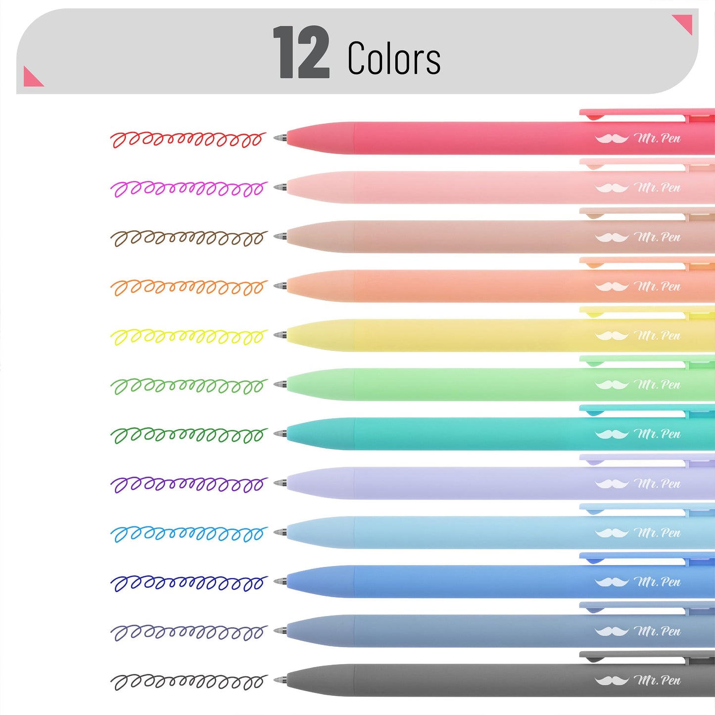 Mr. Pen- Retractable Gel Pens, 12 Pack, Fast Dry, Gel Pens Fine Point 0.7mm, Retractable Pens, Cute Pens, Gel Ink Pens, Aesthetic Pens for Journaling, Fine Tip Pens