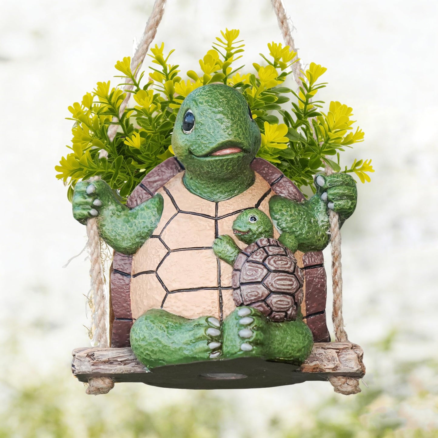 Saysmile Swing Turtle Hanging Planters for Indoor Plants, Cute Small Succulent Pots with Drainage Hole, Unique Resin Plant Hangers Outdoor, Hanging Plant Holder for String of Pearls, Gift for Mom