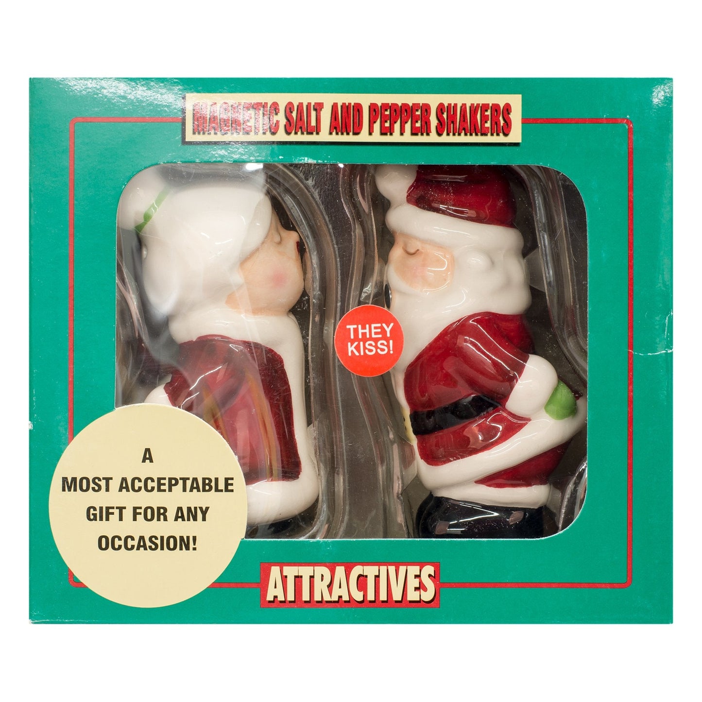 Santa and Mrs Claus Kissing Ceramic Salt and Pepper Shaker Set
