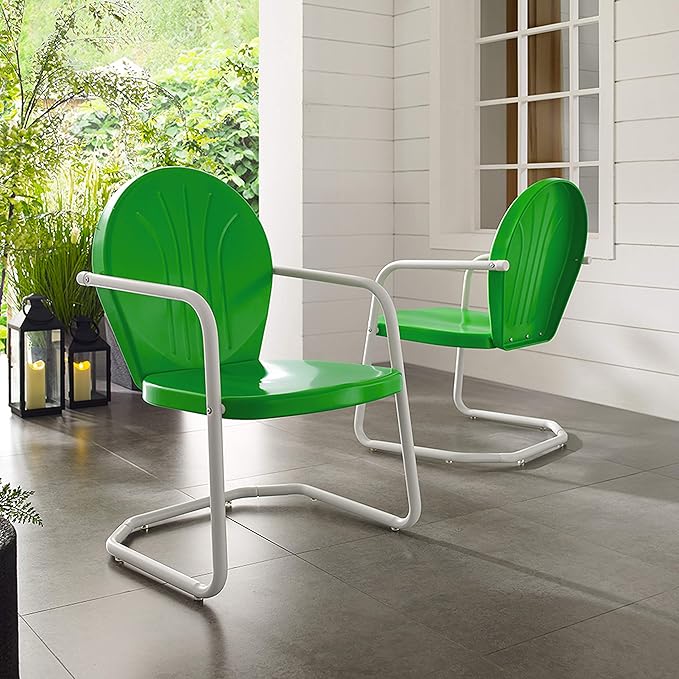 Crosley Furniture Griffith Outdoor Chair, Retro Metal Patio Chairs