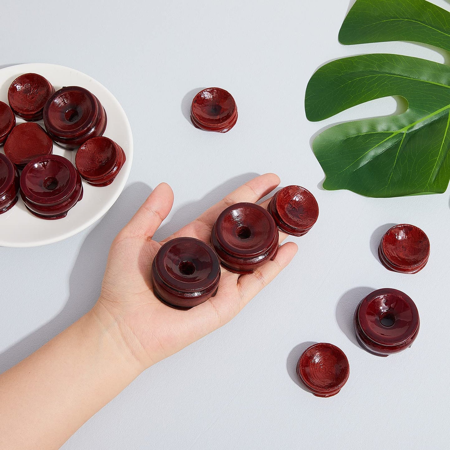 Taiyin 24 Pcs Sphere Stands for Display Crystal, Crystal Holder Wood Egg Ball Stand Stone Rock Display for Home Decor Gemstone (1.2/ 1.4/ 1.6 Inch,Cute Style)