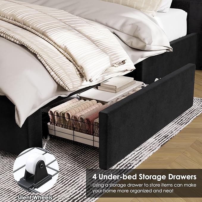 Queen Size Bed Frame 54" Tall Headboard