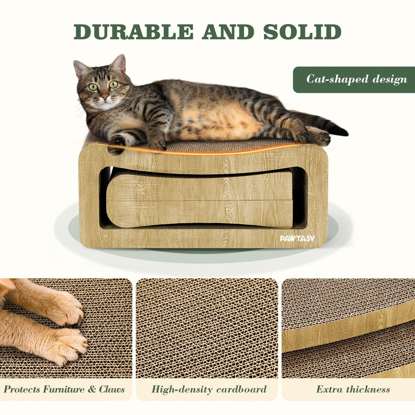 Pawtasy Cat Scratcher Cardboard 2 in 1 Cat Scratching Pad Multi-Functional Cat Scratch Board Furniture Scratcher Lounge Couch Bed for Indoor Cats Kitten to Play and Rest
