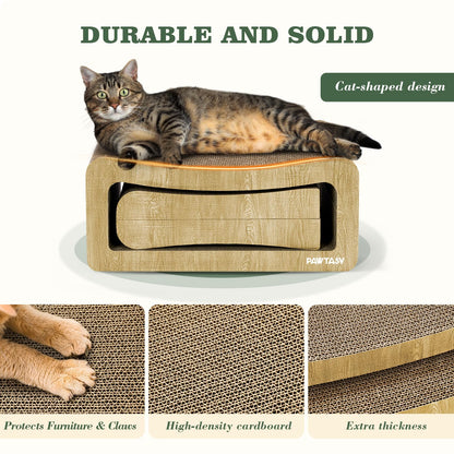 Pawtasy Cat Scratcher Cardboard 2 in 1 Cat Scratching Pad Multi-Functional Cat Scratch Board Furniture Scratcher Lounge Couch Bed for Indoor Cats Kitten to Play and Rest