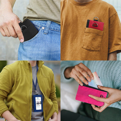 TATAANTY RFID Blocking Wallet, Minimalist Wallet for Men, Small Wallet for Women with Lanyard Keychain, ID Holder Zipper for Cards, Coins, Travel, Water-resistant, Black