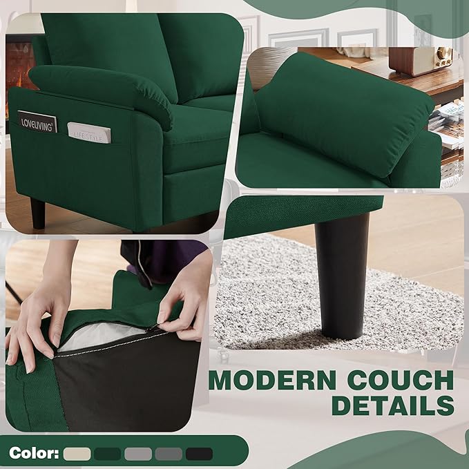 79" Convertible Sectional Sofa Set, Modern Linen Small L Shaped Couch