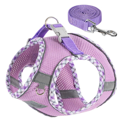 TomteNisse Dog Harness & Leash Set - No Pull Soft Breathable Small Dog Harness, Adjustable Reflective Step-in Vest for Puppy, Kitten, Cats