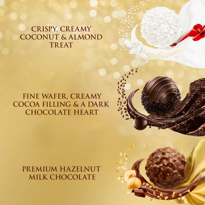 Ferrero Collection, Premium Assorted, Hazelnut, Dark Chocolate and Coconut, 24 Count Holiday Gift Box, 9.1 oz
