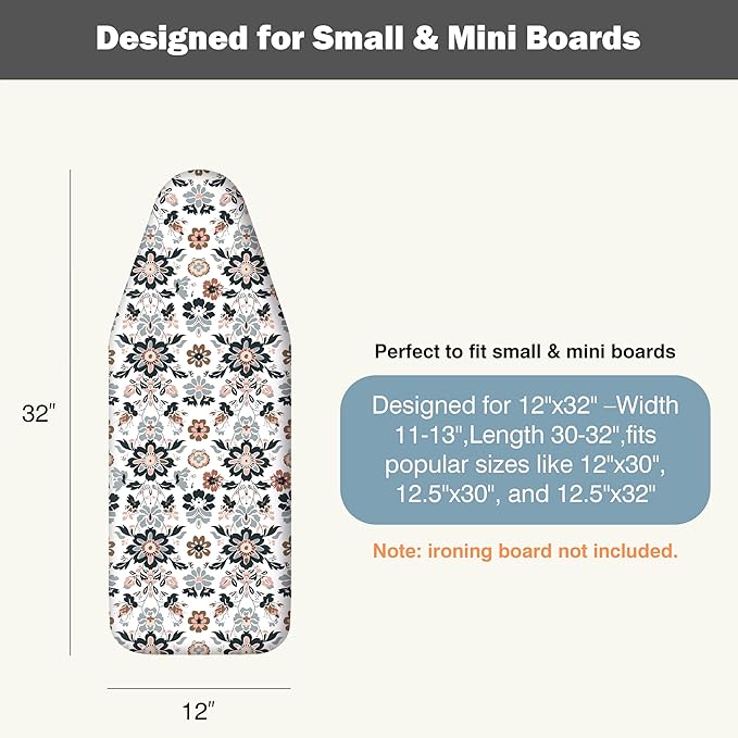 Small Ironing Board Cover and Pad 12"x32" Small Iron Board Cover