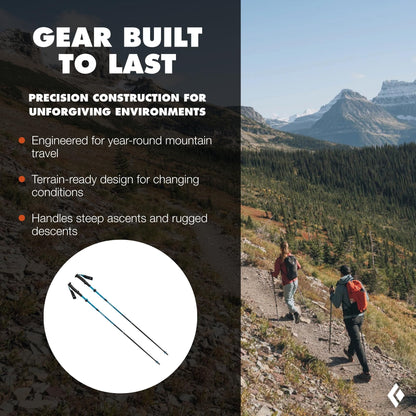 BLACK DIAMOND Distance Carbon FLZ Trekking Poles (Pair) | Ultralight Carbon Fiber | Z-Pole Folding Design | Hiking & Trail Running | Desert Sky | 110 cm