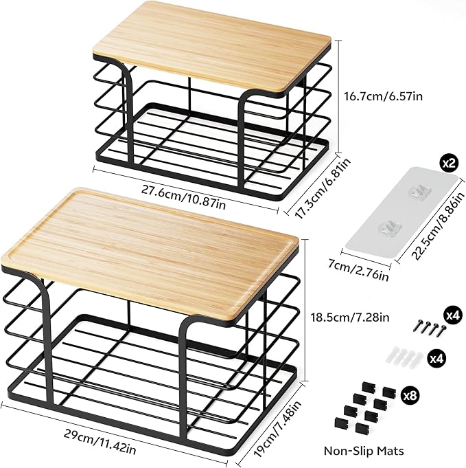 2 Pack Extra Large Stackable Pantry Organizers and Storage, Wall Mount Trash