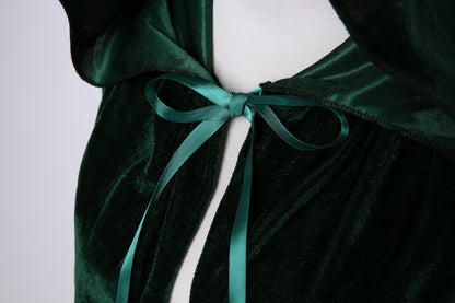 VGLOOK Full Length Hooded Cloak Unisex Adult Velvet Cape Cosplay Costumes 59" Green