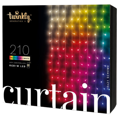 Twinkly Christmas Curtain Lights 210 RGB+W LEDs - App-Controlled, Sync with Music, Indoor & Outdoor Use, Compatible with Google Assistant, Amazon Alexa, Apple HomeKit, Bluetooth & WiFi Connectivity