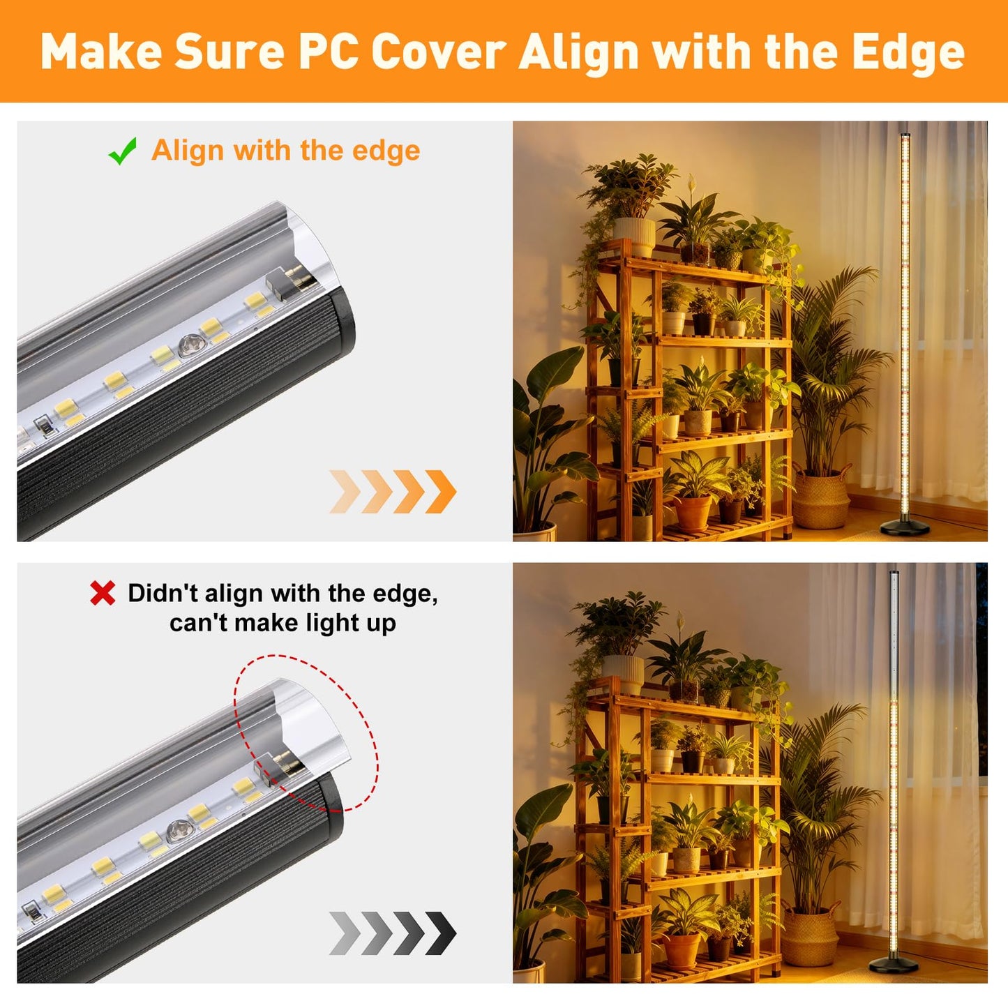 BlumWay 65 Inch Grow Lights for Indoor Plants,36W,660nm+3000K+6000K, 336 LEDs Full Spectrum LED Standing Plant Lights with 2 Timers and 10 Level Dimming Detachable Plant Growing Lamps for Greenhouse