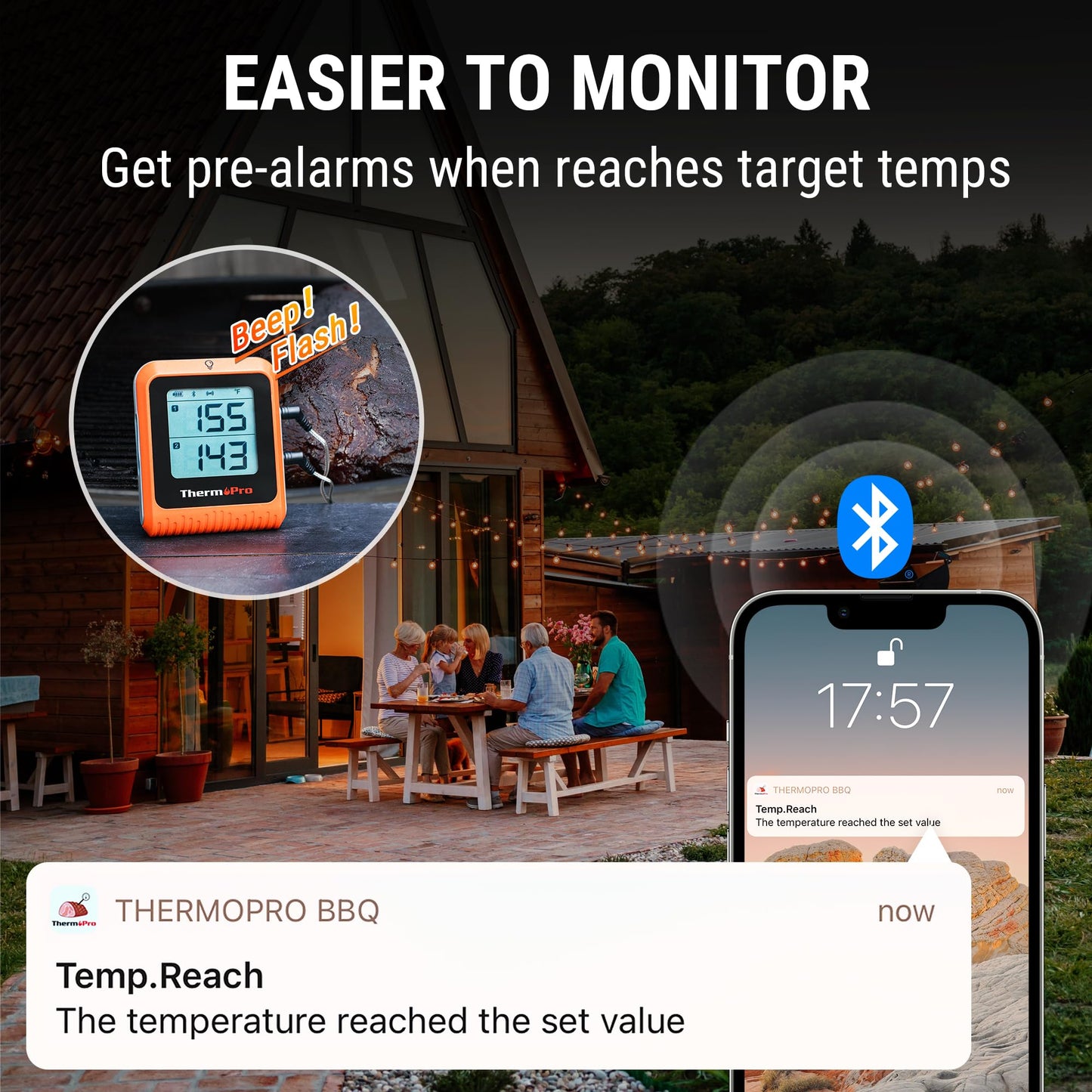 ThermoPro 650 ft Wireless Meat Thermometer Digital for Grilling and Smoking, 2 Probes Bluetooth Meat Thermometer for Cooking Turkey Fish Beef, Rechargeable Smoker Accessories for BBQ Oven