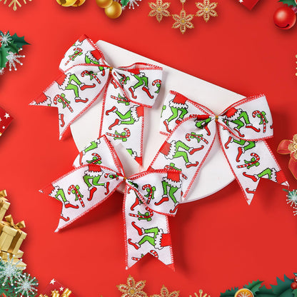 Fancheer 12 Pcs Christmas Bows Decorations Large Christmas Tree Bows Xmas Wreath Ribbons Ornaments Halloween Party Gift Decor Red Green